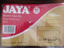 Amplop Coklat Folio yg ada Lem/Brown Manila Pocket Peel & Seal Folio